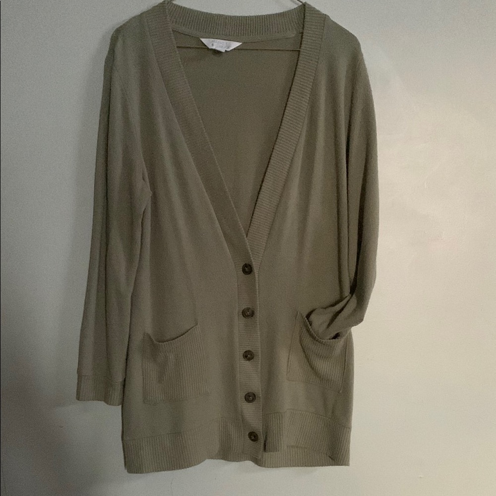 Market & Spruce Green Cardigan Sweater V-Neck Long